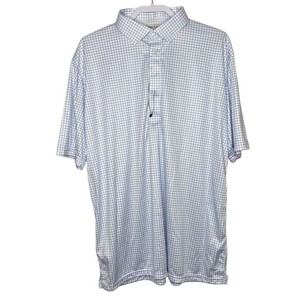 Collars & Co Polo Shirt Mens L Relaxed Blue Check Golf Preppy Dress Collar NEW - Picture 2 of 7